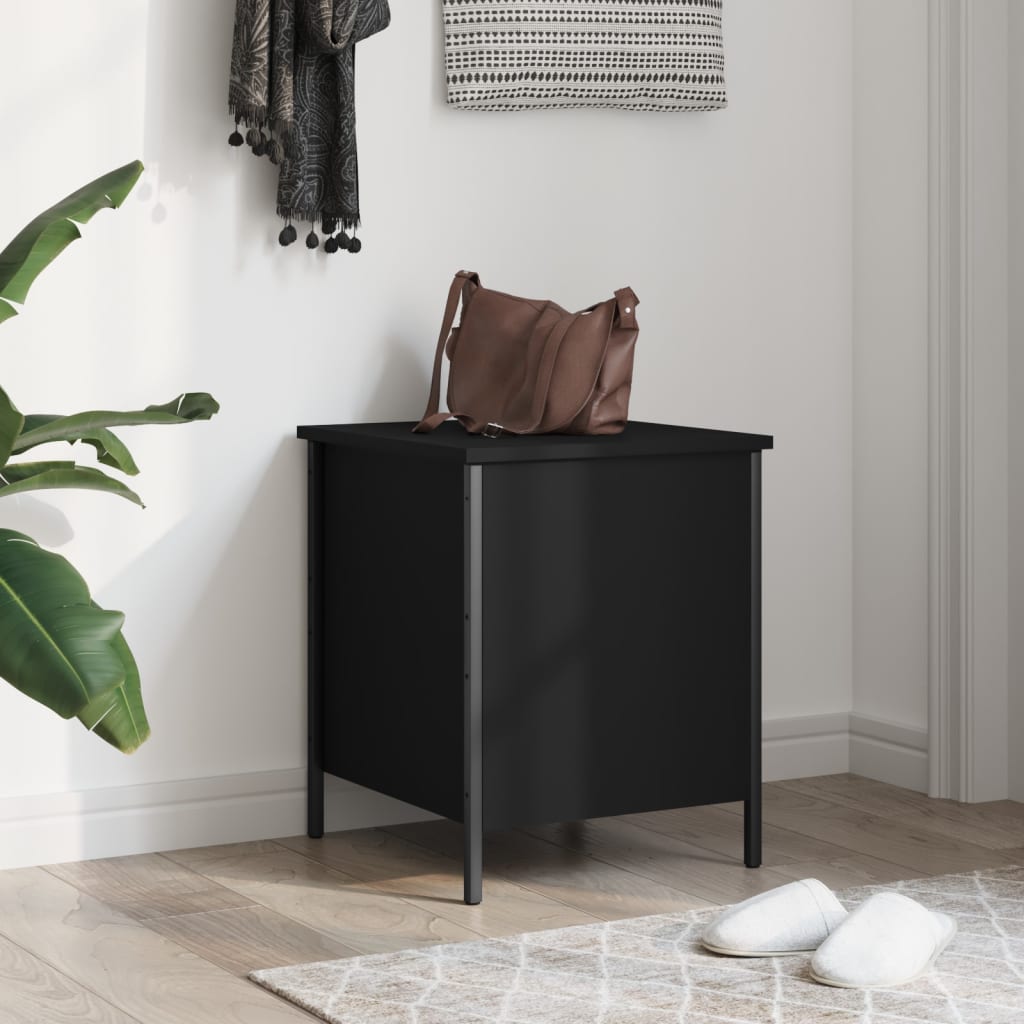 Black Engineered Wood Storage Bench 40x42.5x50 cm