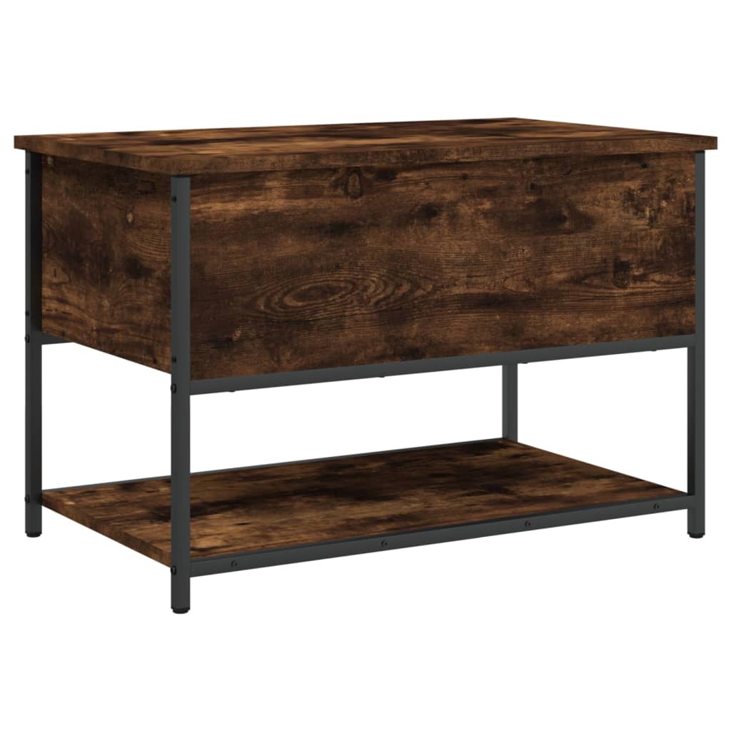 Smoked Oak Storage Bench - 70x42.5x47 cm Engineered Wood