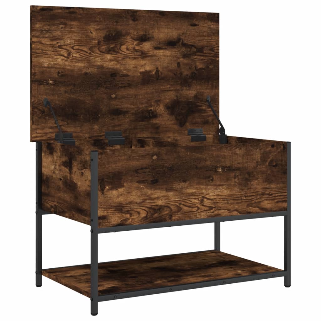 Smoked Oak Storage Bench - 70x42.5x47 cm Engineered Wood