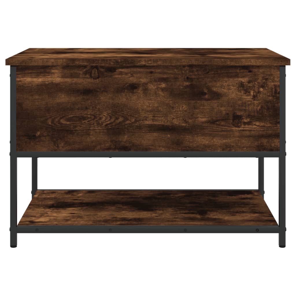 Smoked Oak Storage Bench - 70x42.5x47 cm Engineered Wood