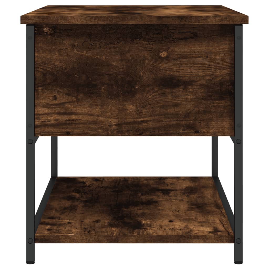 Smoked Oak Storage Bench - 70x42.5x47 cm Engineered Wood