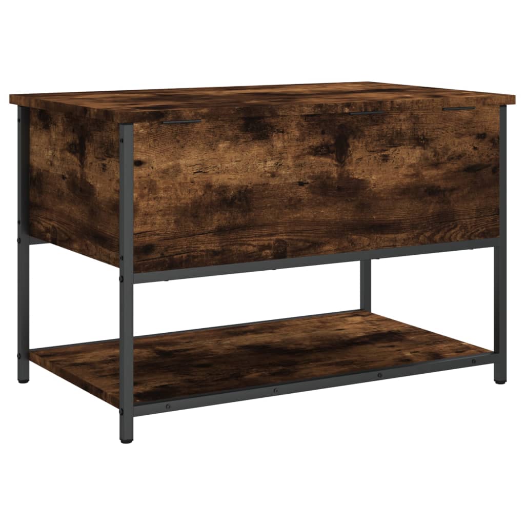 Smoked Oak Storage Bench - 70x42.5x47 cm Engineered Wood