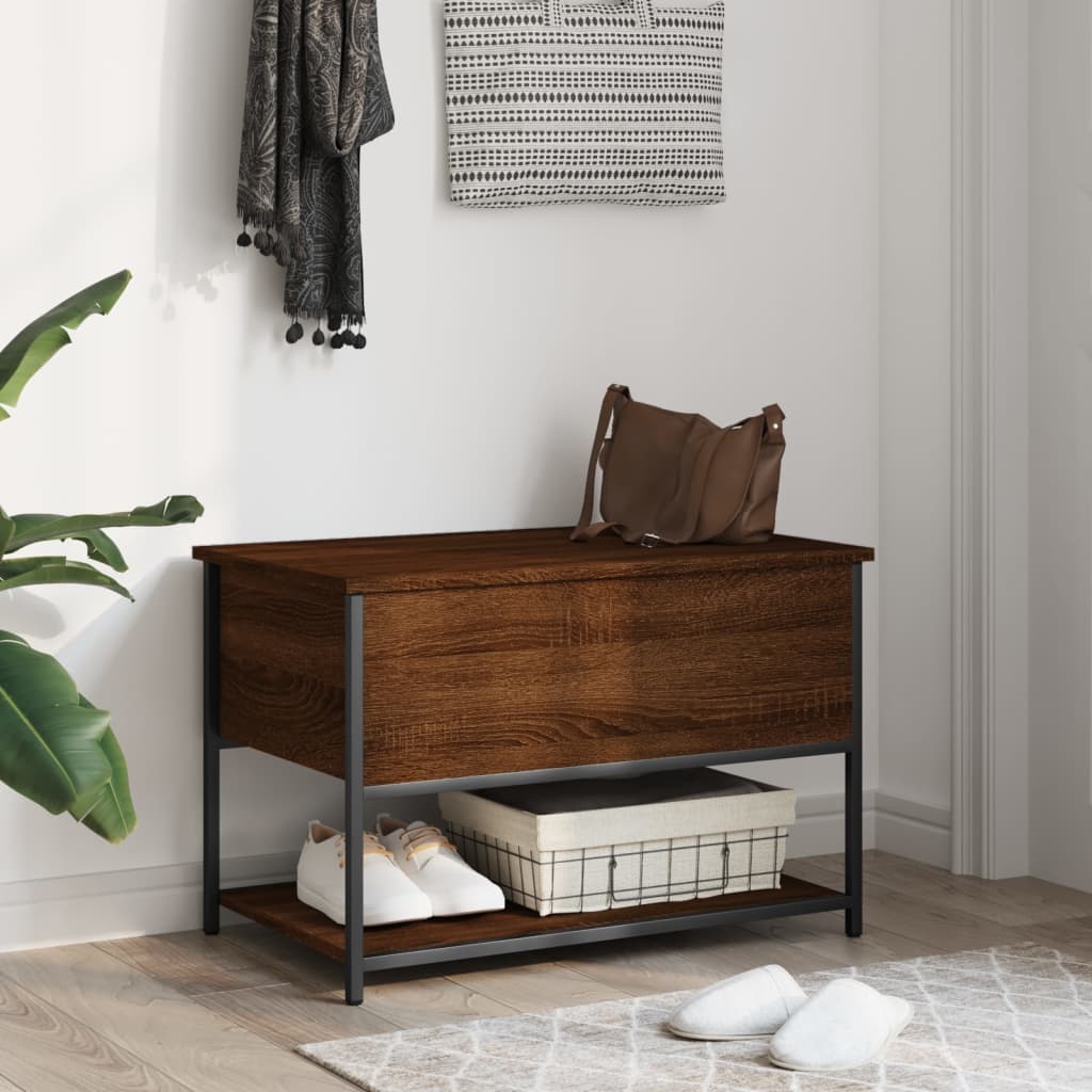 Brown Oak Storage Bench 70x42.5x47 cm - Engineered Wood