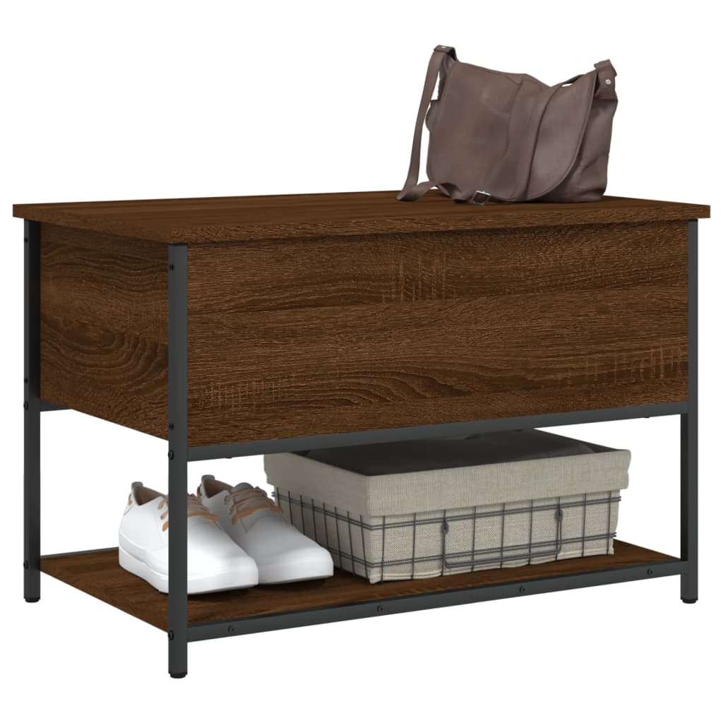Brown Oak Storage Bench 70x42.5x47 cm - Engineered Wood