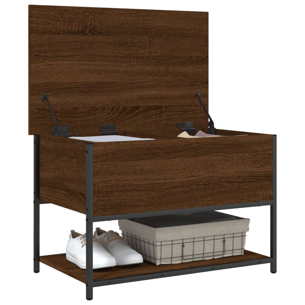 Brown Oak Storage Bench 70x42.5x47 cm - Engineered Wood