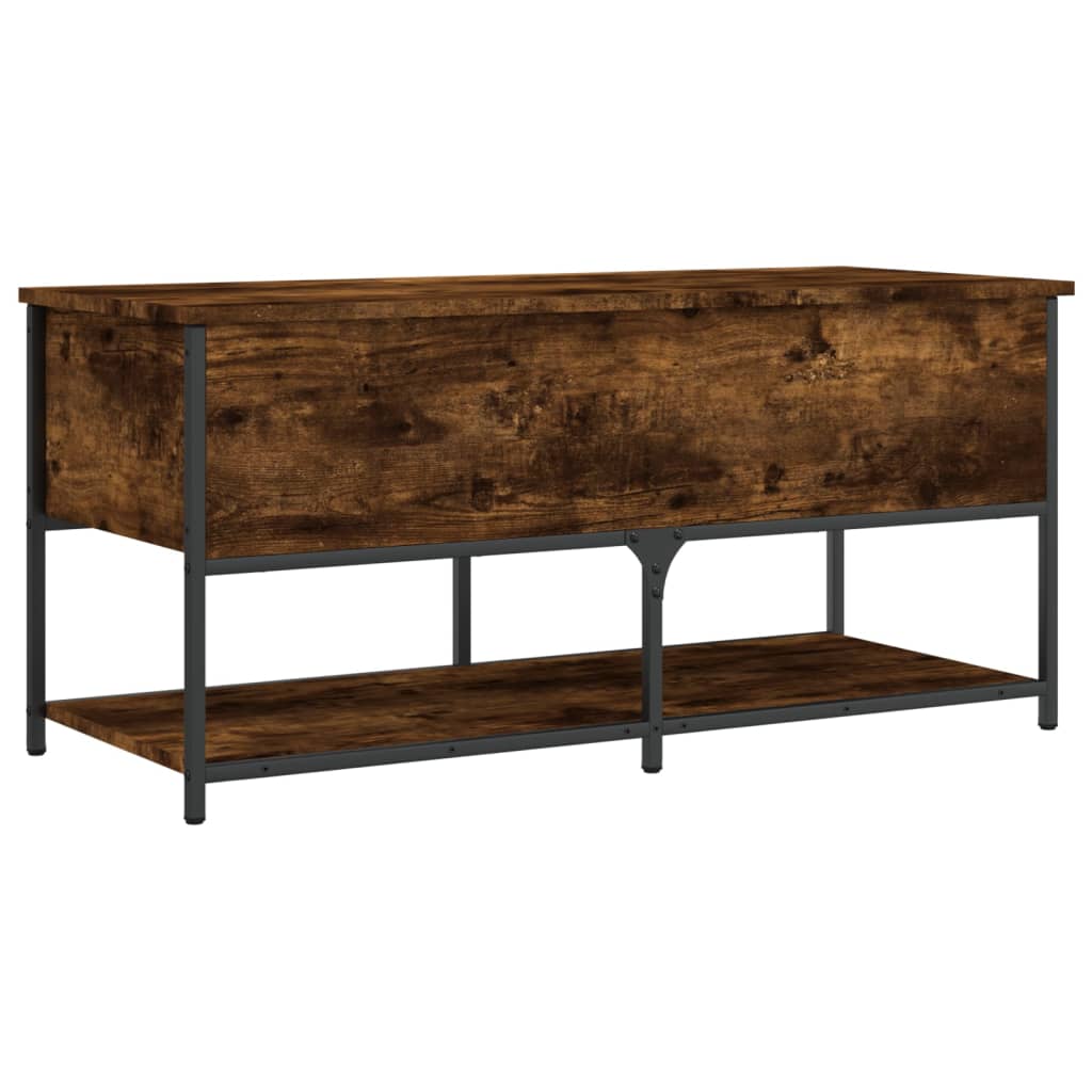 Smoked Oak Storage Bench - Engineered Wood (100x42.5x47 cm)