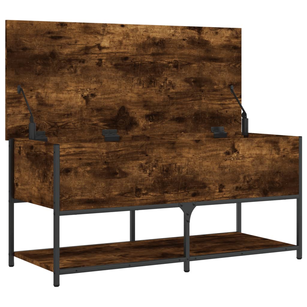 Smoked Oak Storage Bench - Engineered Wood (100x42.5x47 cm)
