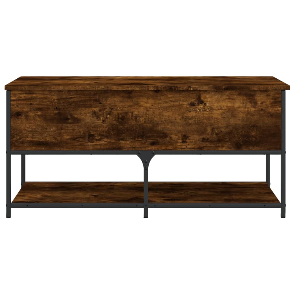 Smoked Oak Storage Bench - Engineered Wood (100x42.5x47 cm)