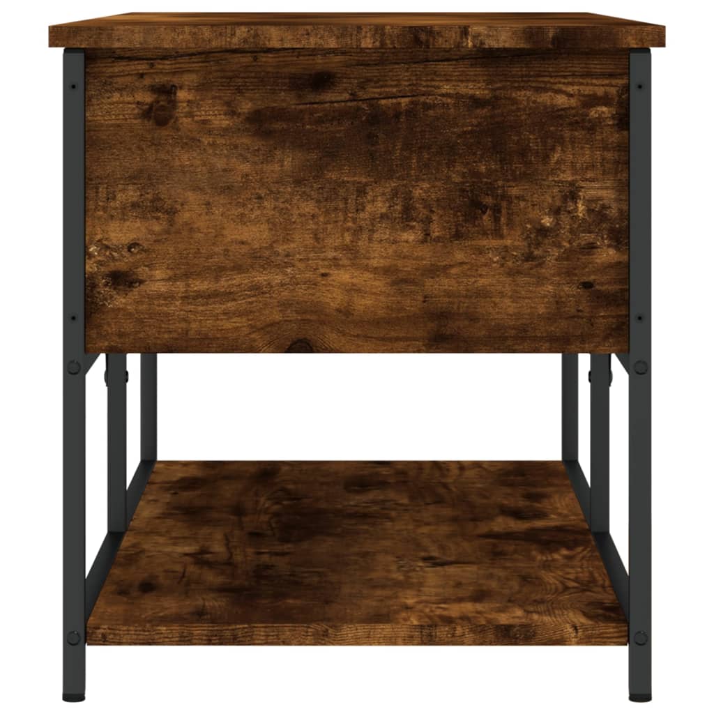 Smoked Oak Storage Bench - Engineered Wood (100x42.5x47 cm)