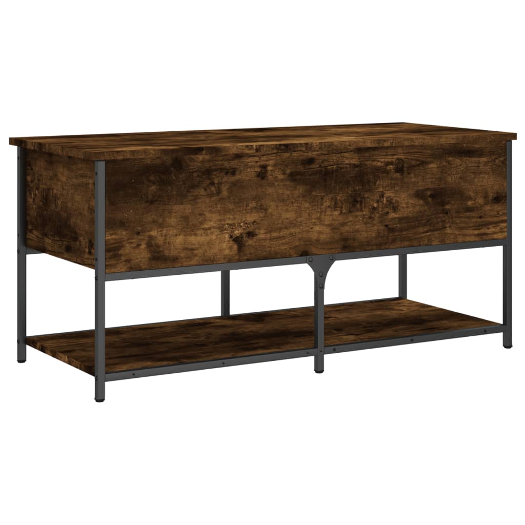 Smoked Oak Storage Bench - Engineered Wood (100x42.5x47 cm)
