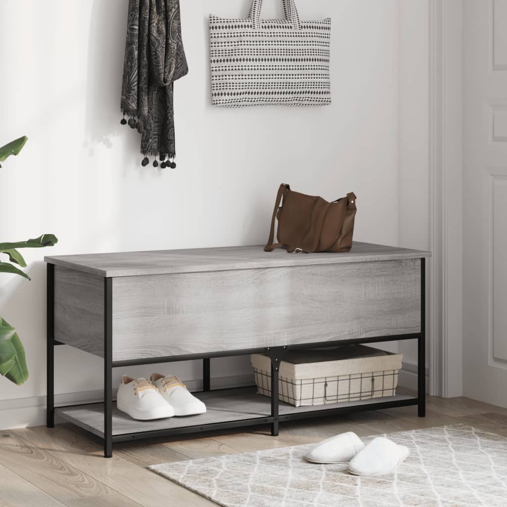 Grey Sonoma Storage Bench, Engineered Wood, 100x42.5x47 cm