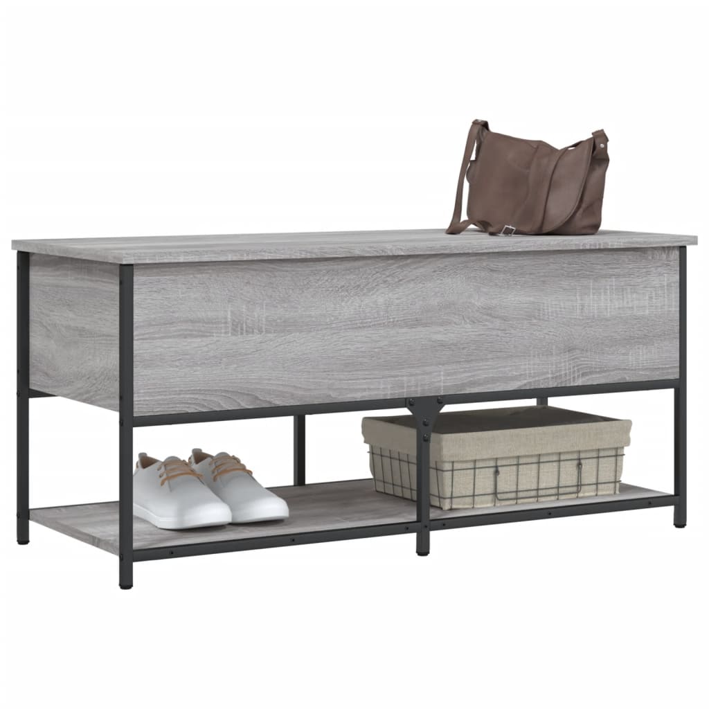 Grey Sonoma Storage Bench, Engineered Wood, 100x42.5x47 cm