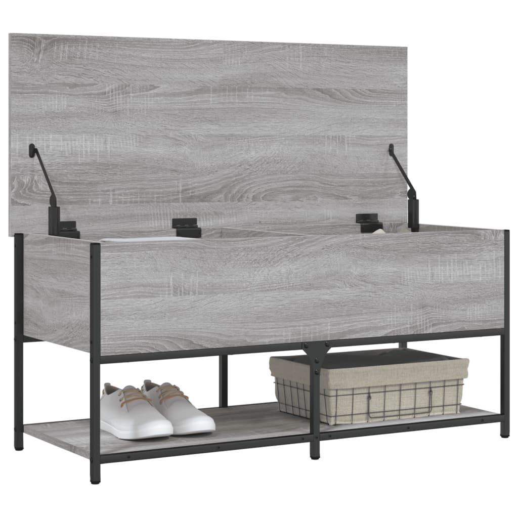 Grey Sonoma Storage Bench, Engineered Wood, 100x42.5x47 cm