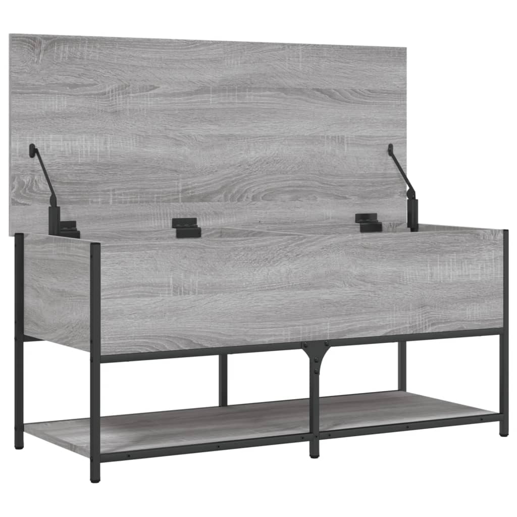 Grey Sonoma Storage Bench, Engineered Wood, 100x42.5x47 cm
