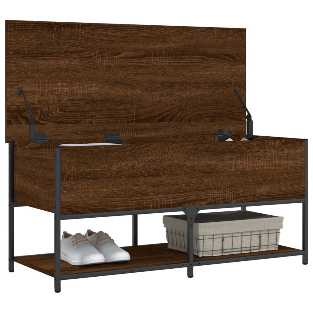 Brown Oak Storage Bench, Engineered Wood 100x42.5x47 cm