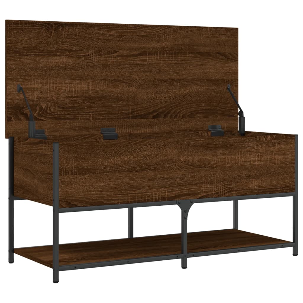 Brown Oak Storage Bench, Engineered Wood 100x42.5x47 cm