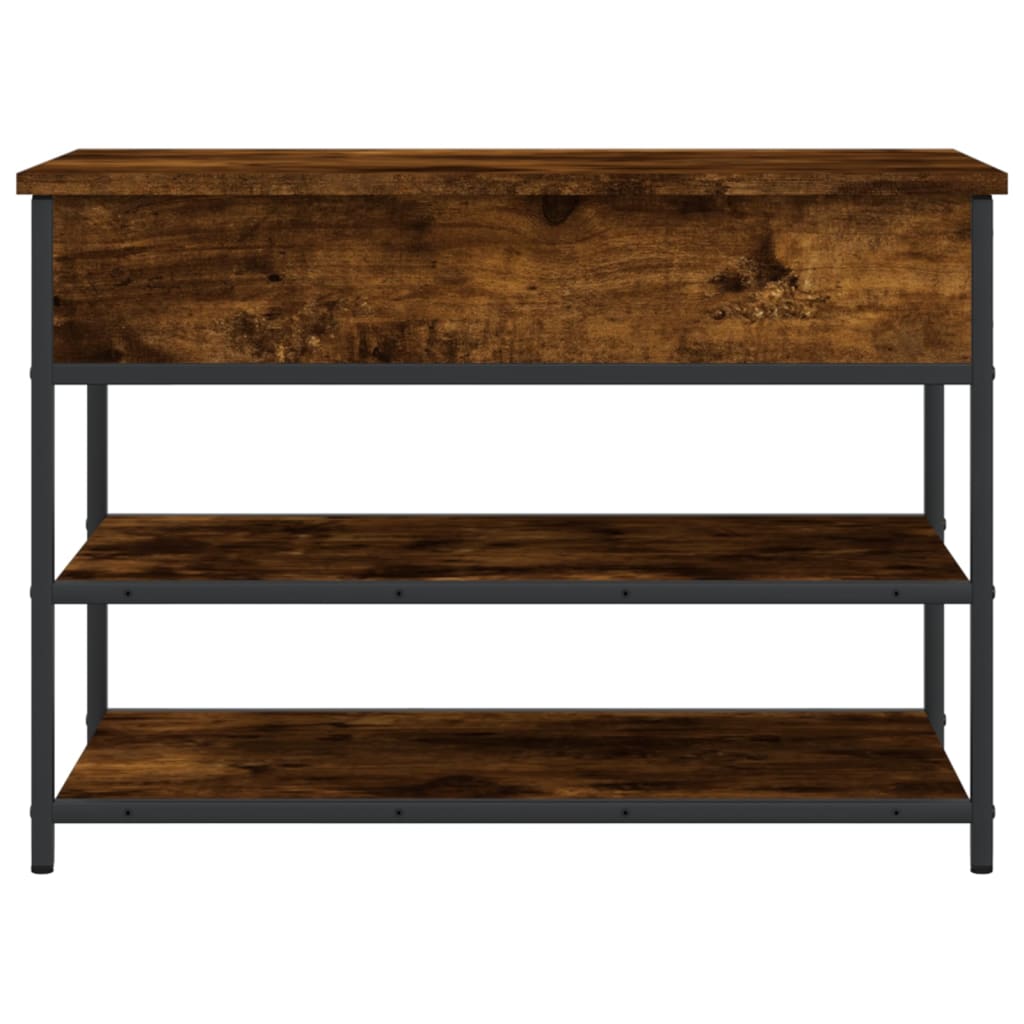 Smoked Oak Shoe Bench - 70x42.5x50 cm Engineered Wood