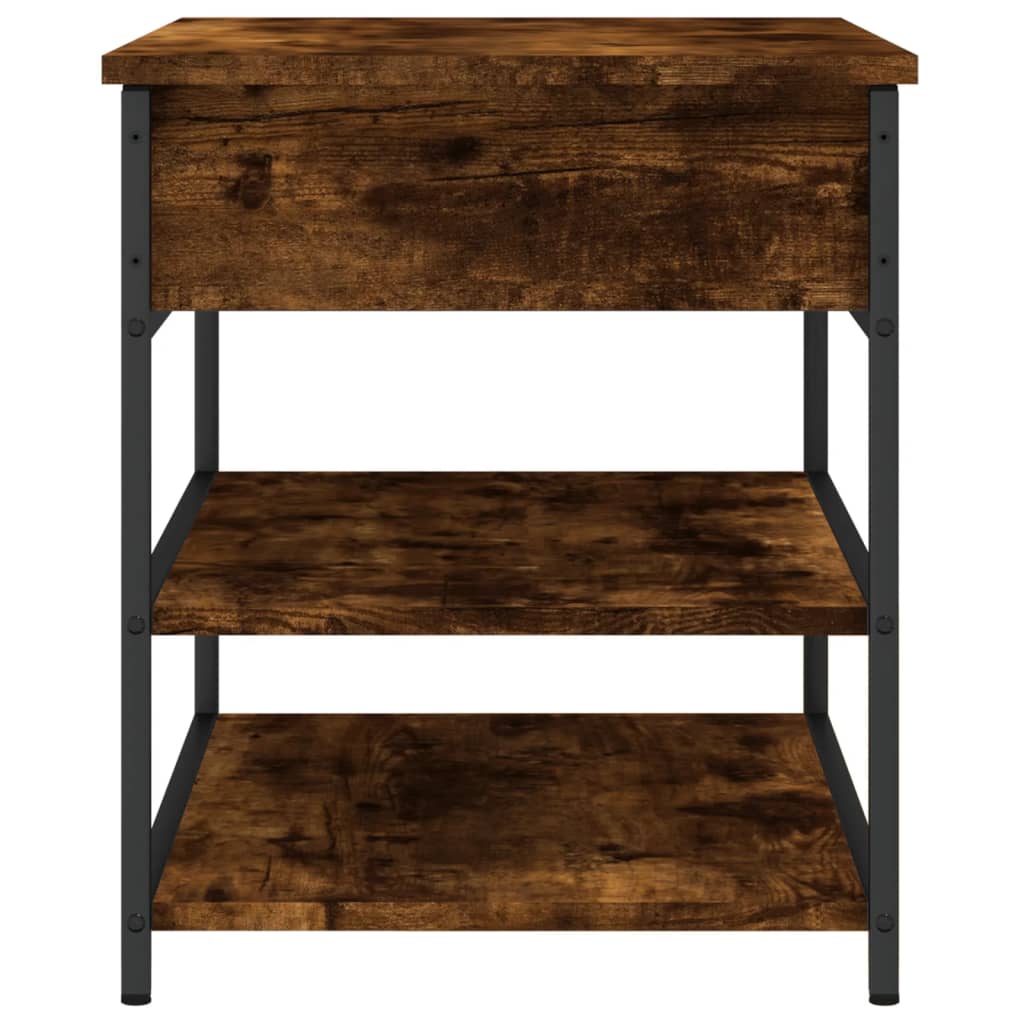 Smoked Oak Shoe Bench - 70x42.5x50 cm Engineered Wood