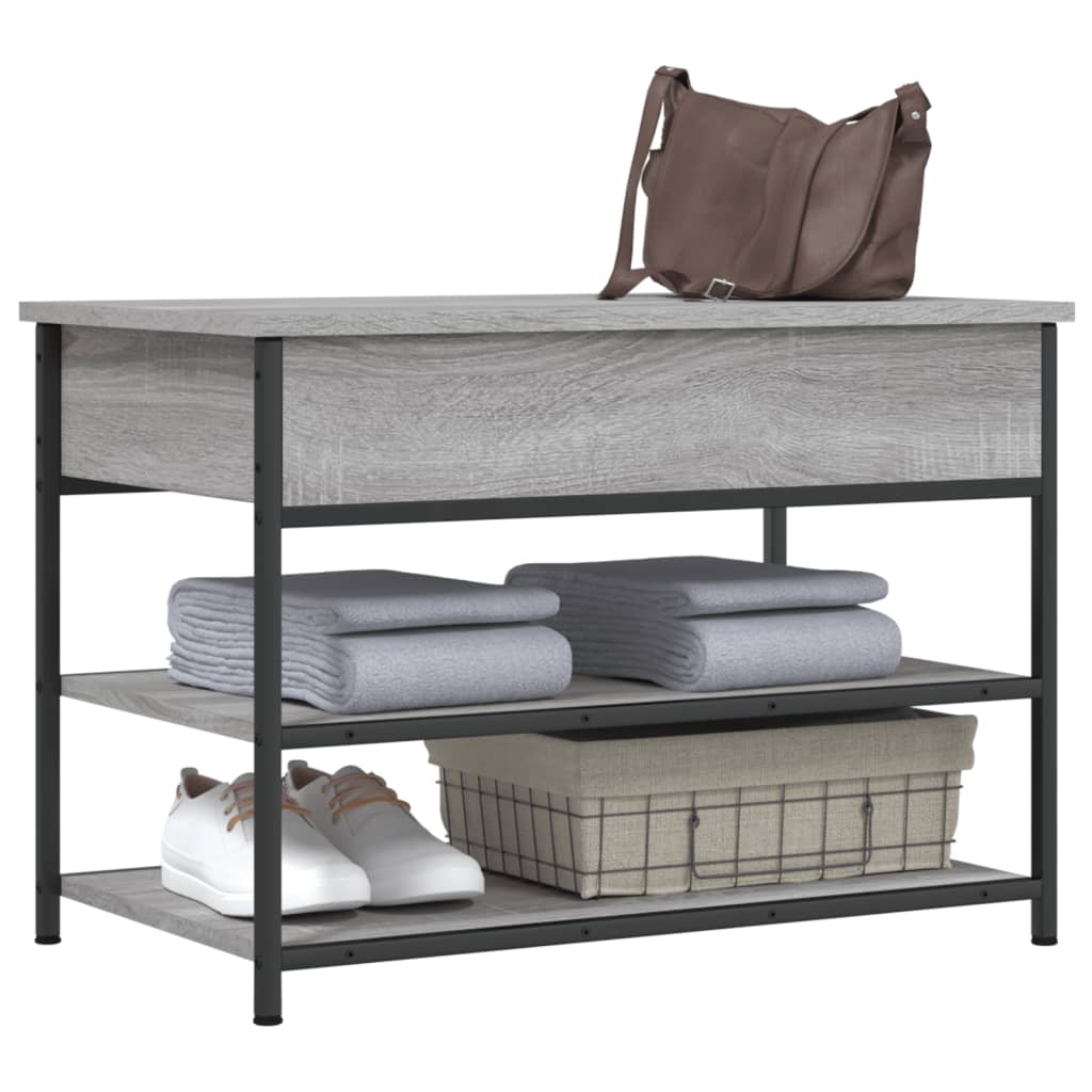 Grey Sonoma Shoe Bench 70x42.5x50 cm, Engineered Wood