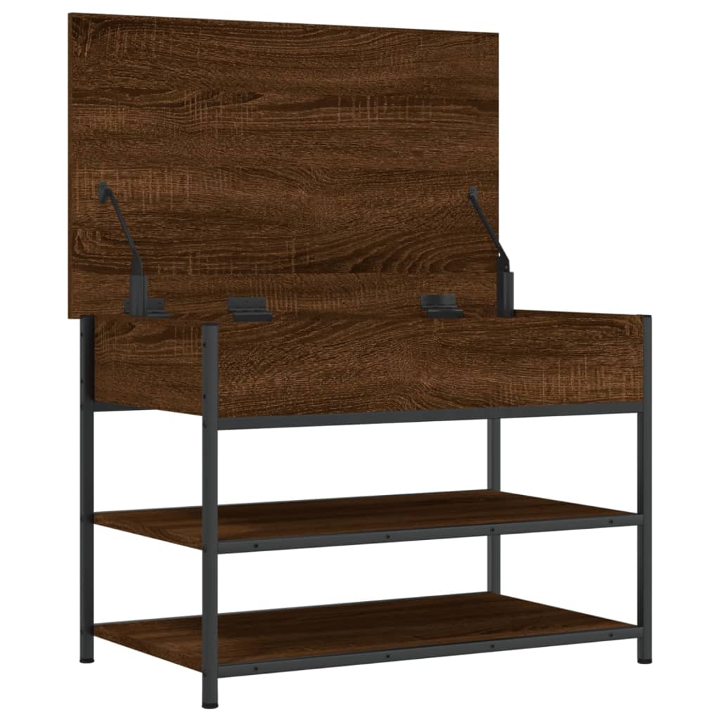 Brown Oak Shoe Bench - 70x42.5x50 cm Engineered Wood
