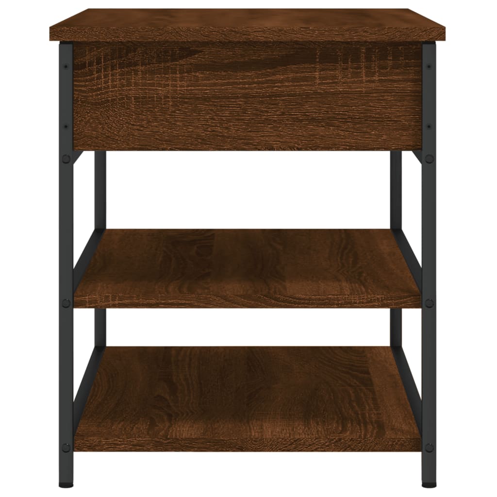 Brown Oak Shoe Bench - 70x42.5x50 cm Engineered Wood
