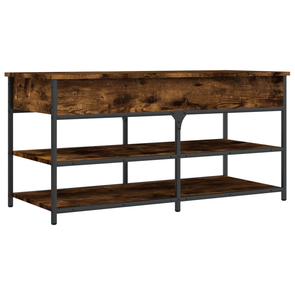 Smoked Oak Shoe Bench, 100x42.5x50 cm, Engineered Wood Organizer