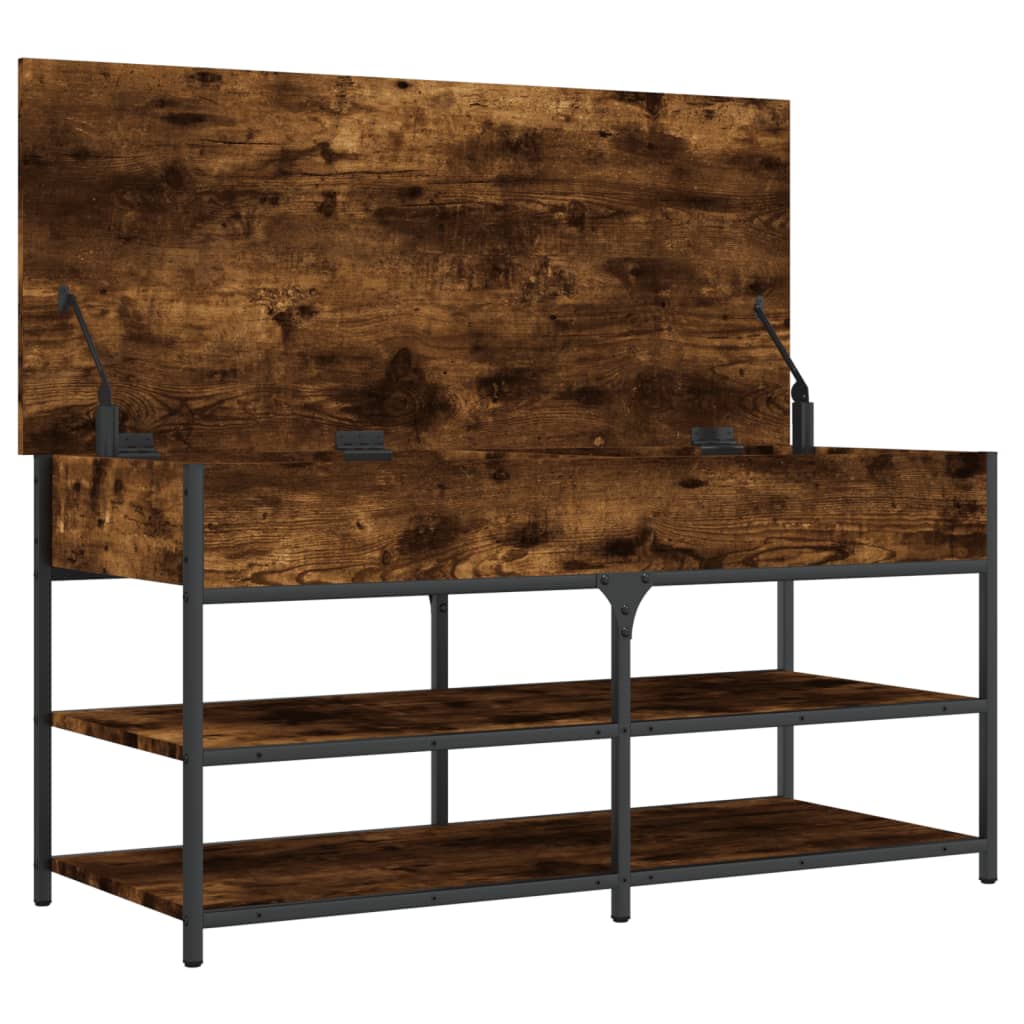 Smoked Oak Shoe Bench, 100x42.5x50 cm, Engineered Wood Organizer