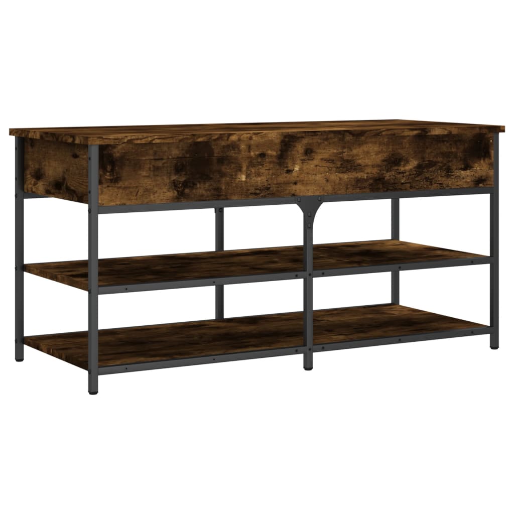 Smoked Oak Shoe Bench, 100x42.5x50 cm, Engineered Wood Organizer