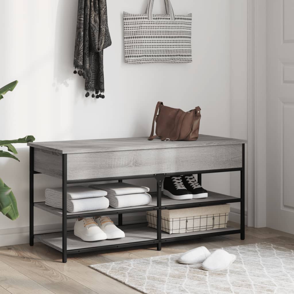 Grey Sonoma Engineered Wood Shoe Bench 100x42.5x50 cm