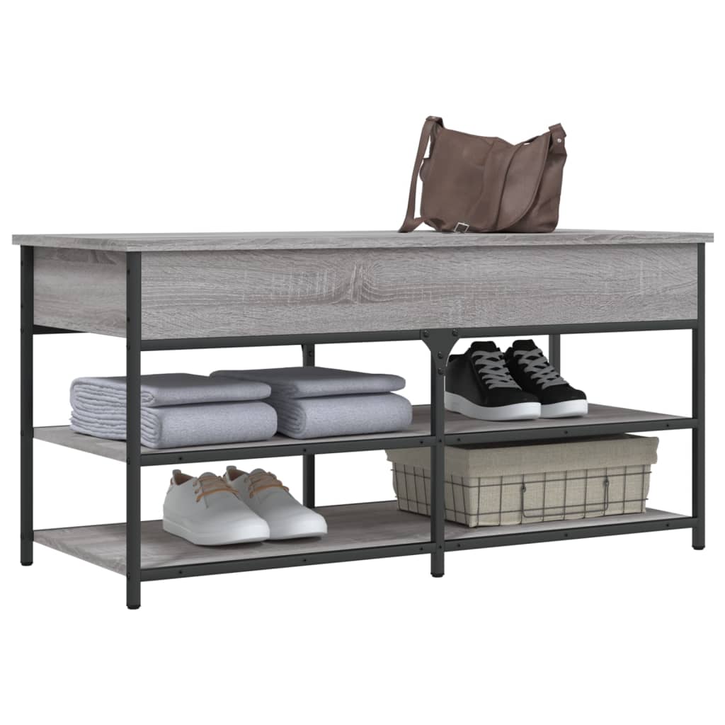 Grey Sonoma Engineered Wood Shoe Bench 100x42.5x50 cm