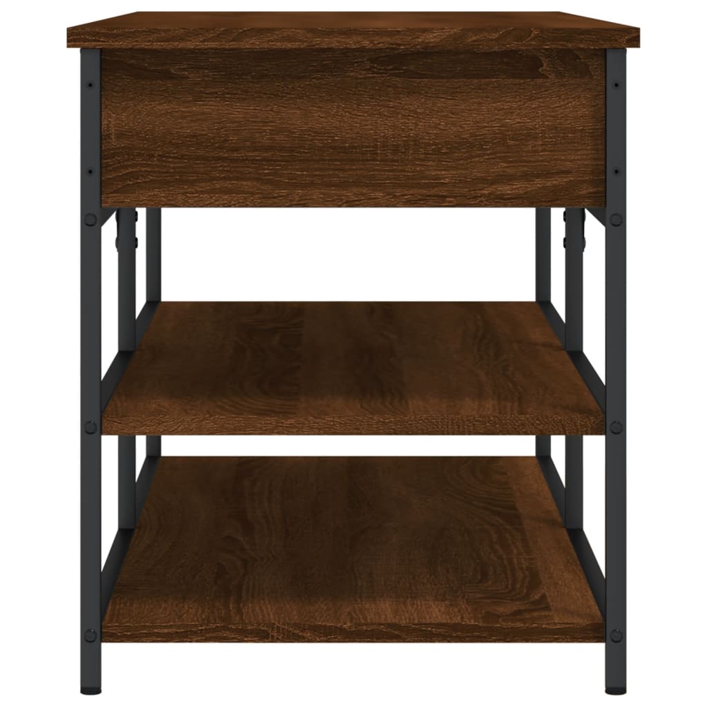 Brown Oak Shoe Bench 100x42.5x50 cm - Engineered Wood Storage Seat