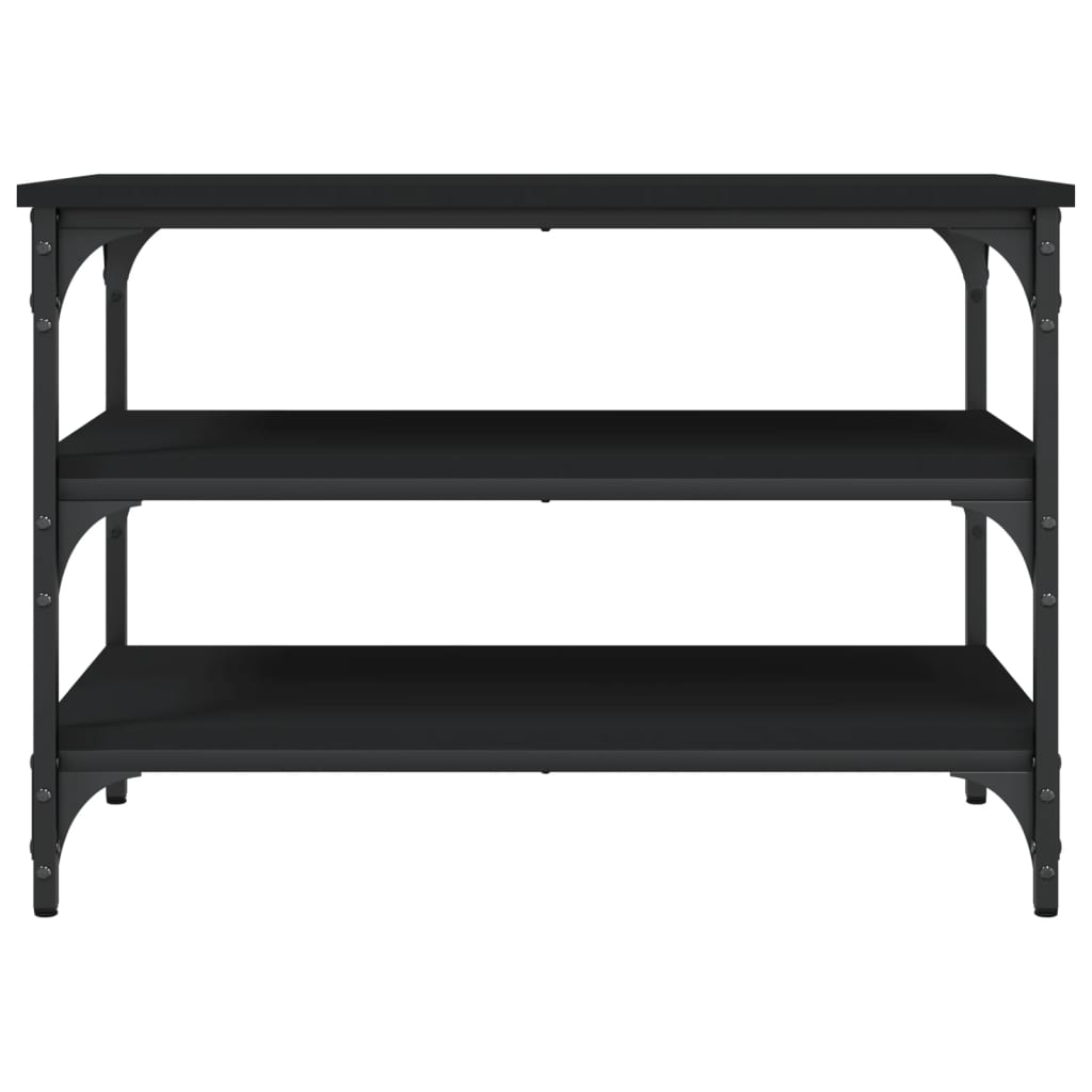 Sleek Black Engineered Wood Shoe Bench 70x38.5x49 cm