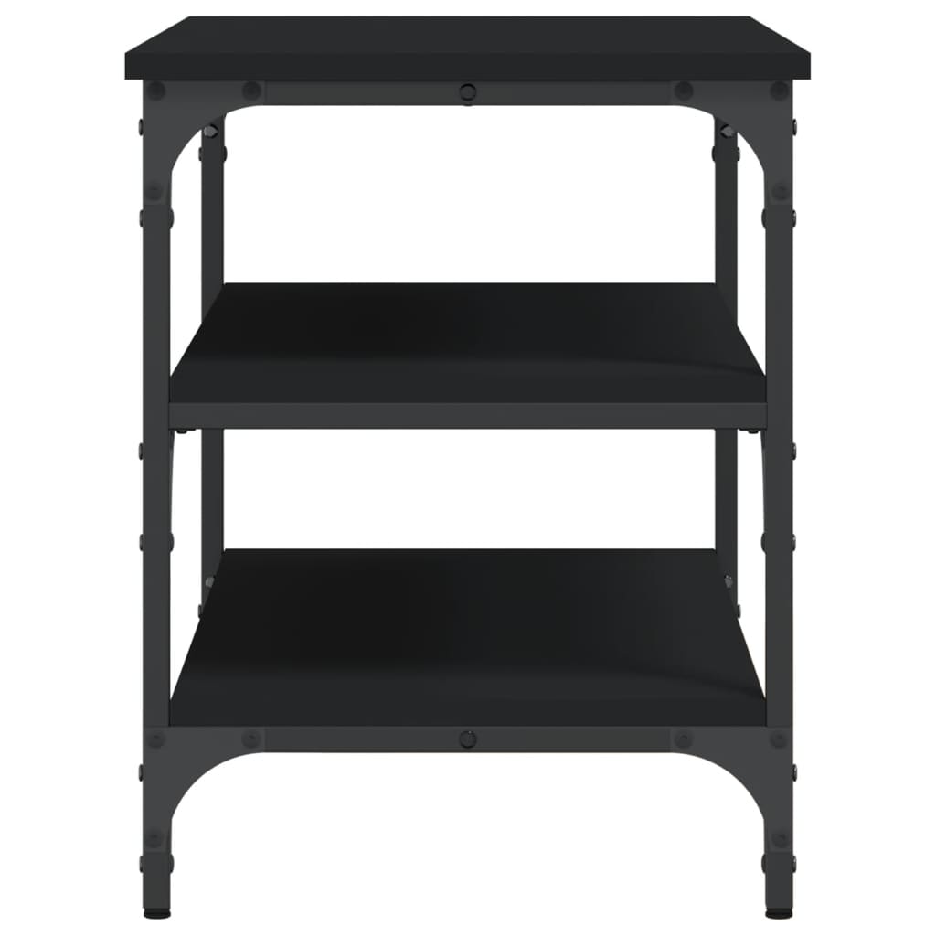 Sleek Black Engineered Wood Shoe Bench 70x38.5x49 cm