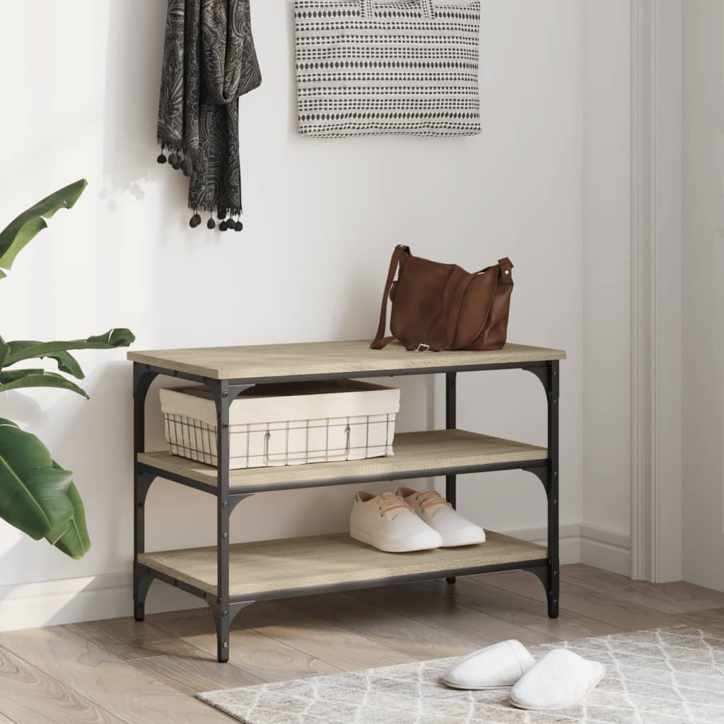 Sonoma Oak Shoe Bench 70x38.5x49 cm – Durable Engineered Wood