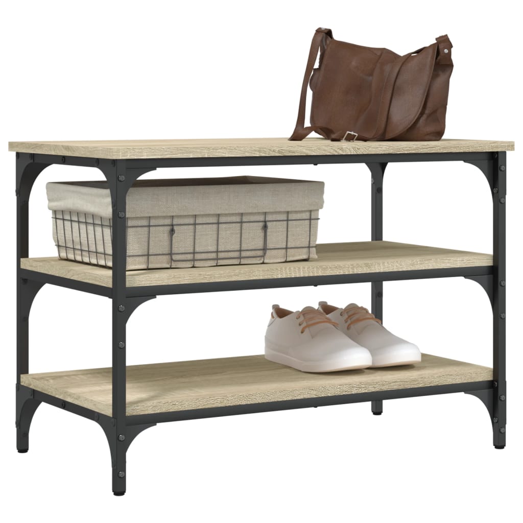 Sonoma Oak Shoe Bench 70x38.5x49 cm – Durable Engineered Wood