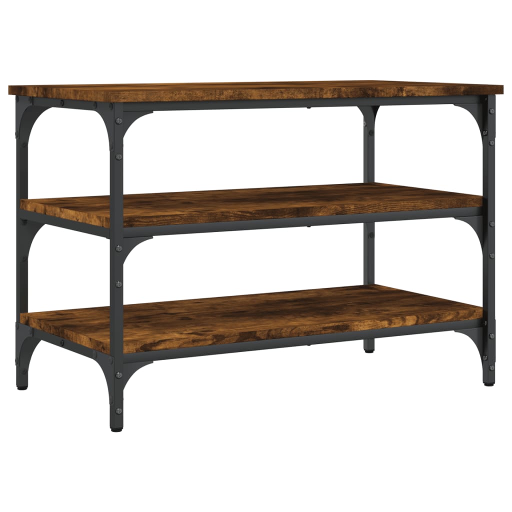 Smoked Oak Shoe Bench - 70x38.5x49 cm Engineered Wood Storage
