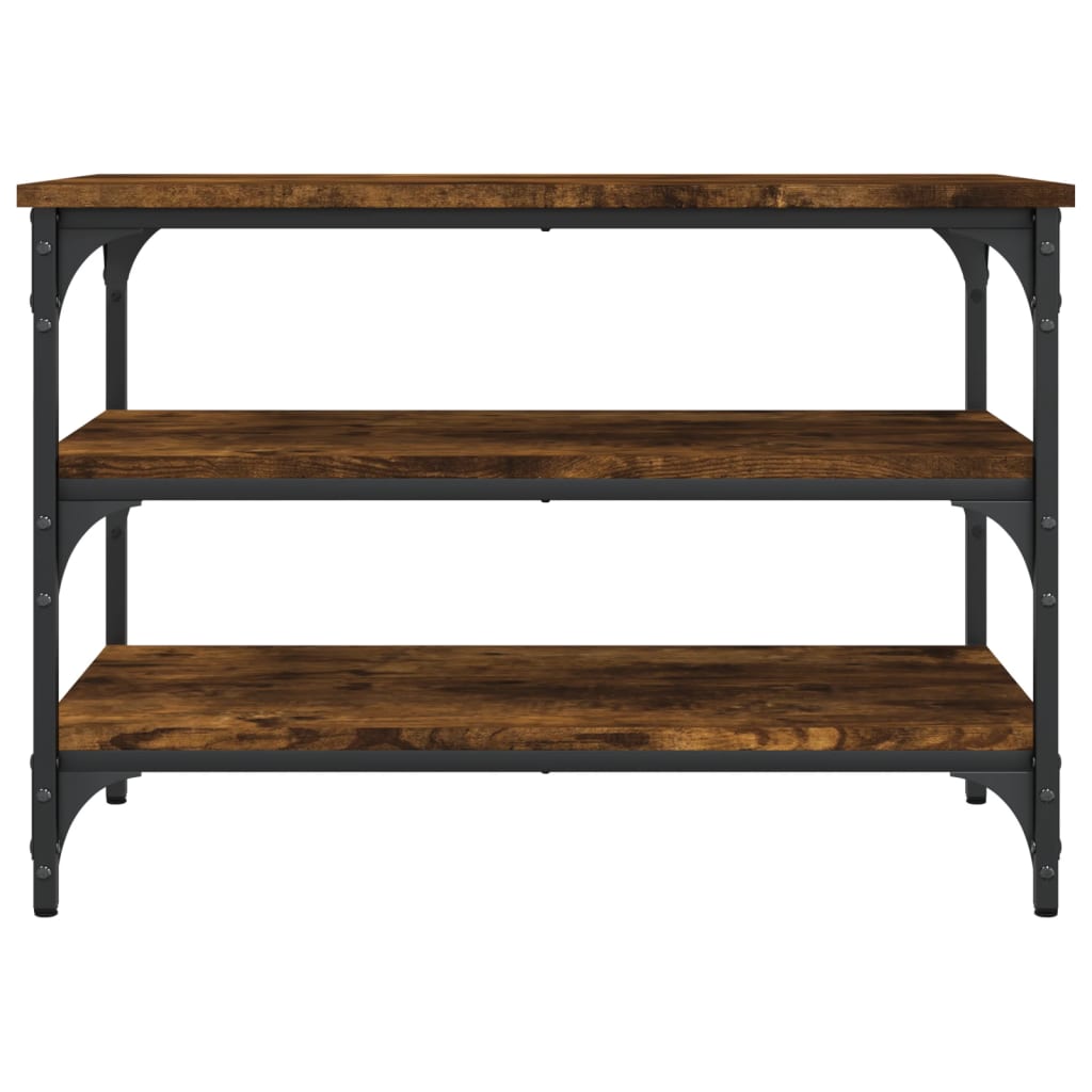 Smoked Oak Shoe Bench - 70x38.5x49 cm Engineered Wood Storage