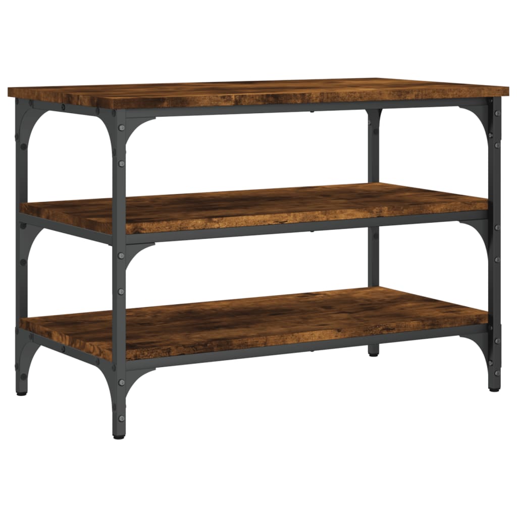 Smoked Oak Shoe Bench - 70x38.5x49 cm Engineered Wood Storage