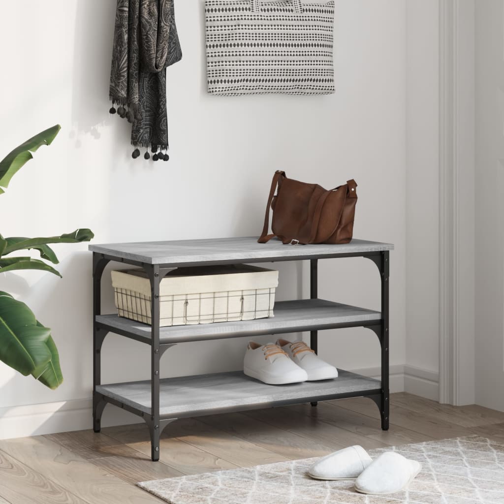 Grey Sonoma Shoe Bench, 70x38.5x49 cm, Engineered Wood