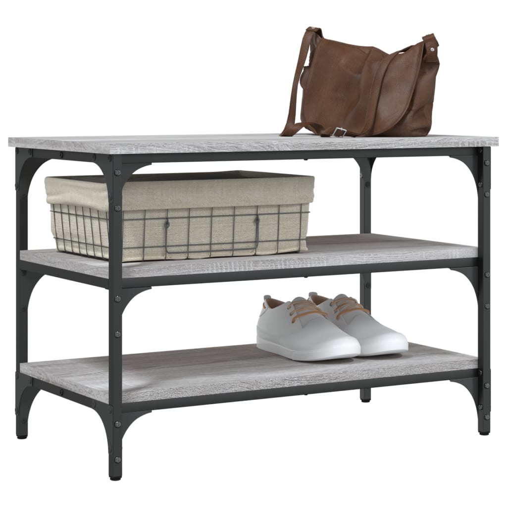 Grey Sonoma Shoe Bench, 70x38.5x49 cm, Engineered Wood