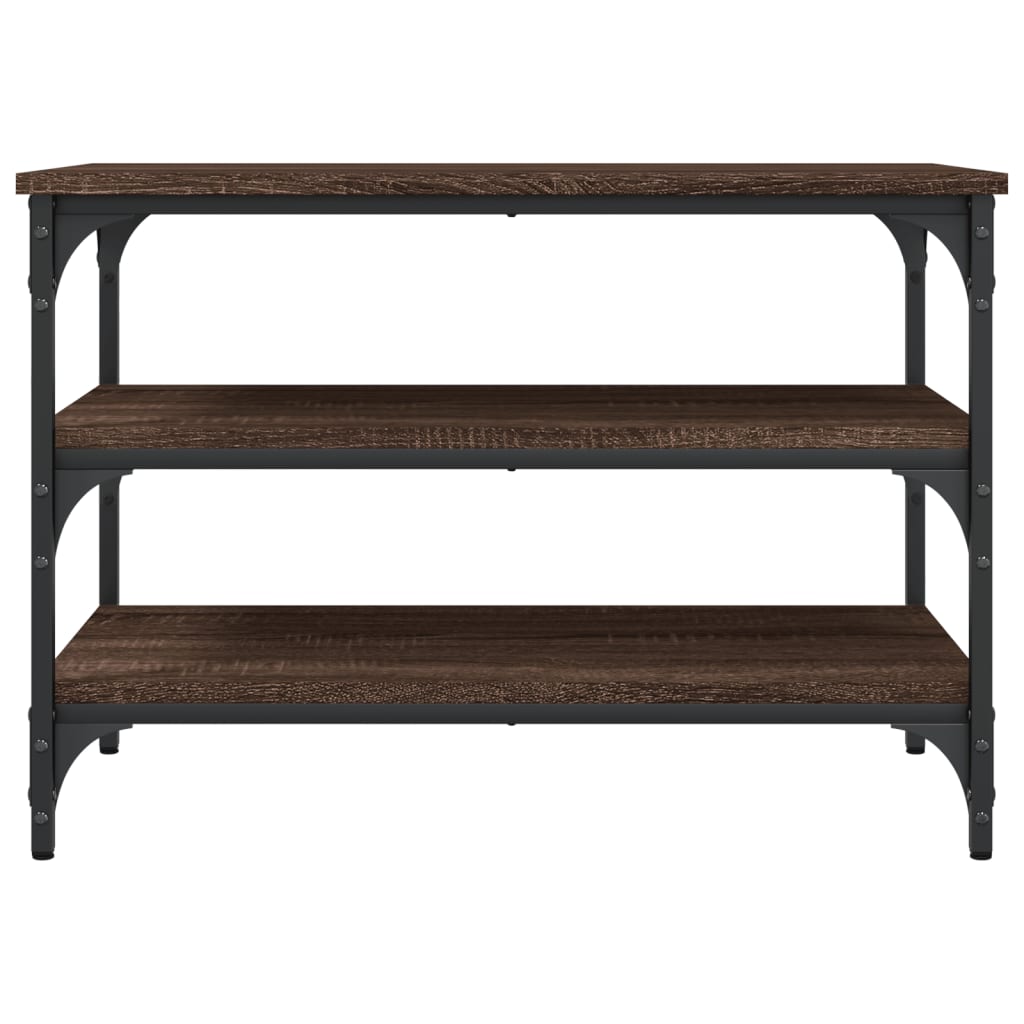 Brown Oak Shoe Bench – 70x38.5x49cm, Engineered Wood