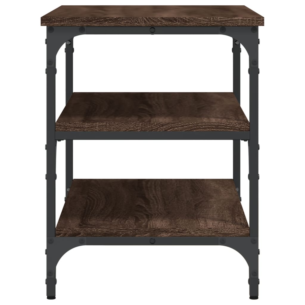 Brown Oak Shoe Bench – 70x38.5x49cm, Engineered Wood