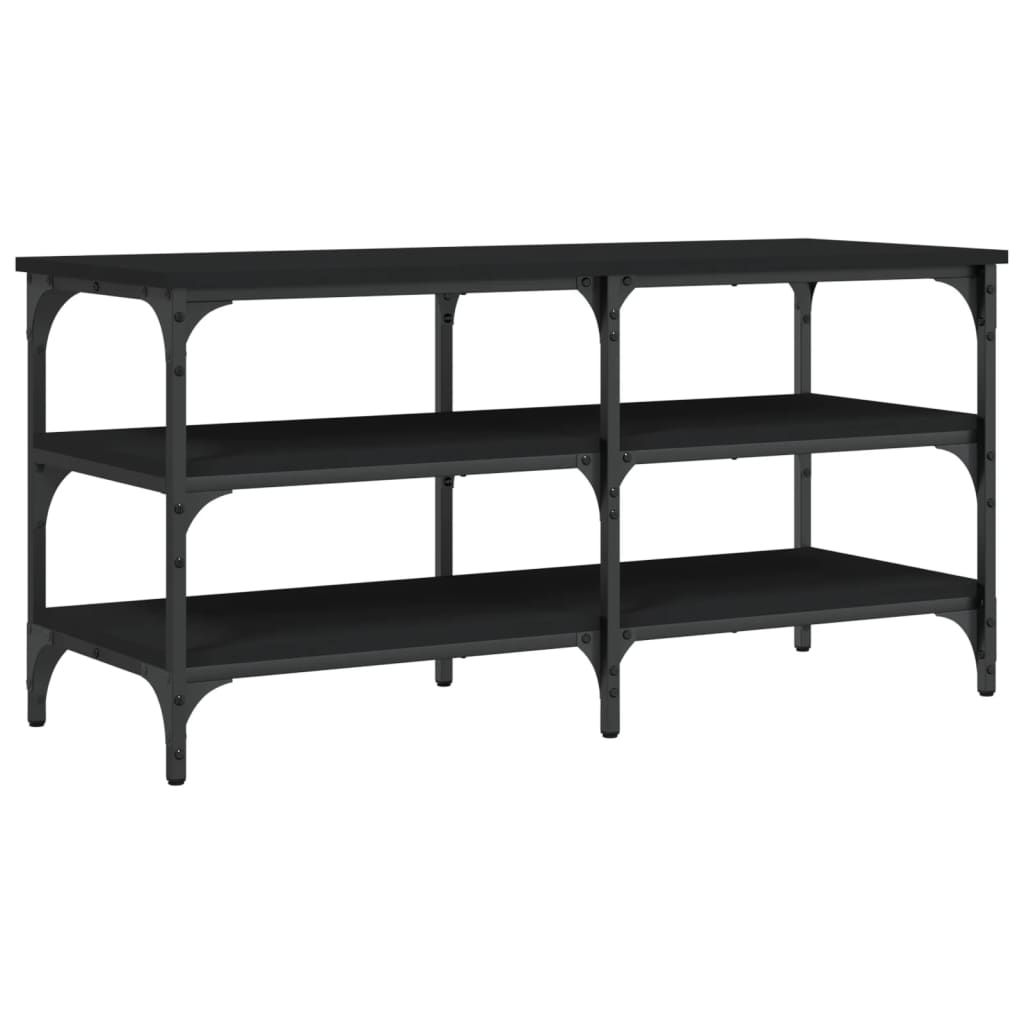 Black Shoe Bench, Engineered Wood, 100x38.5x49 cm - Stylish Storage