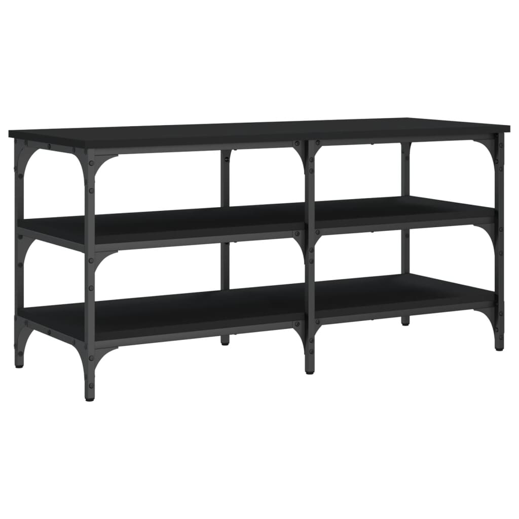 Black Shoe Bench, Engineered Wood, 100x38.5x49 cm - Stylish Storage
