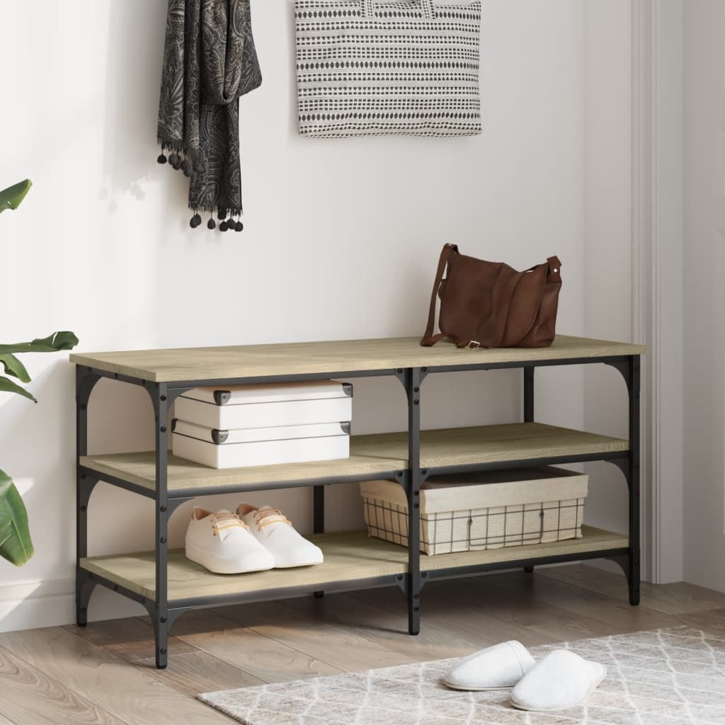 Sonoma Oak Shoe Bench, 100x38.5x49 cm, Engineered Wood