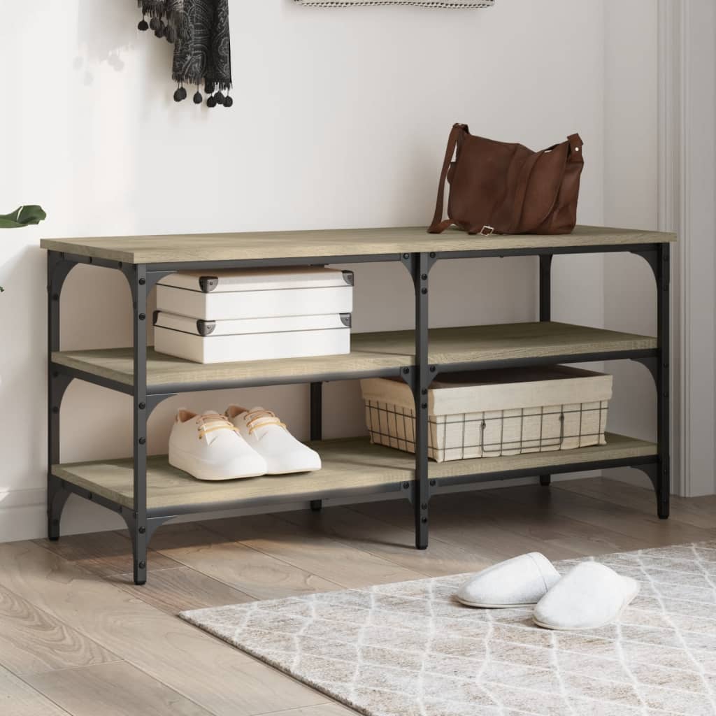 Sonoma Oak Shoe Bench, 100x38.5x49 cm, Engineered Wood