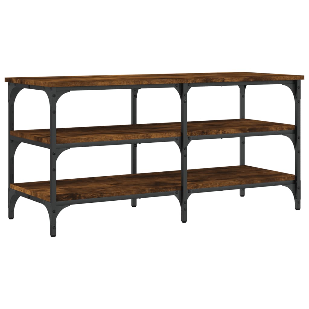 Smoked Oak Shoe Bench – 100x38.5x49cm – Engineered Wood