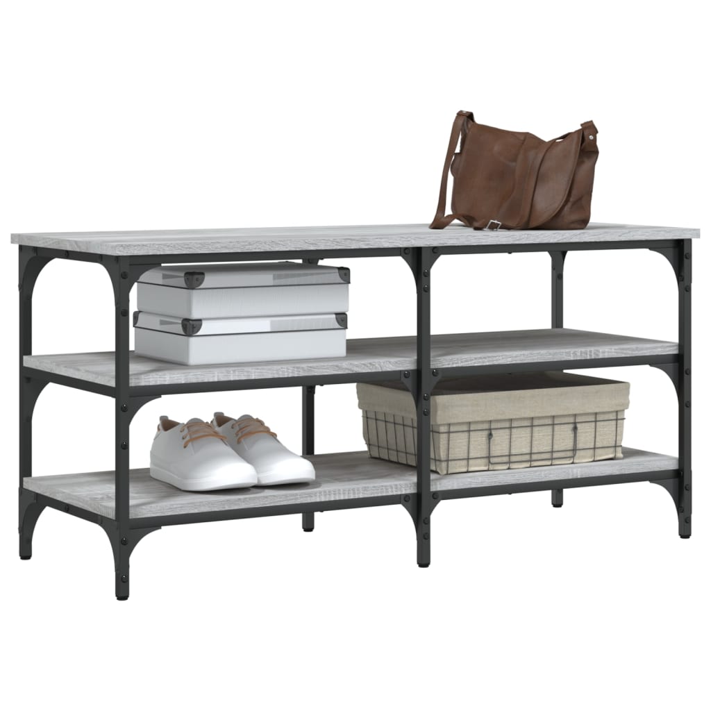 Grey Sonoma Shoe Bench, 100x38.5x49cm, Engineered Wood Storage Solution