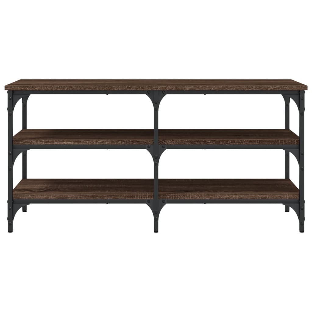 Brown Oak Shoe Bench - Engineered Wood, 100x38.5x49 cm