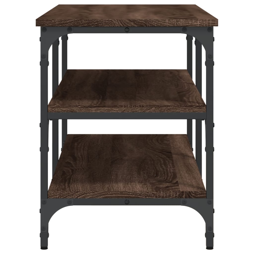 Brown Oak Shoe Bench - Engineered Wood, 100x38.5x49 cm